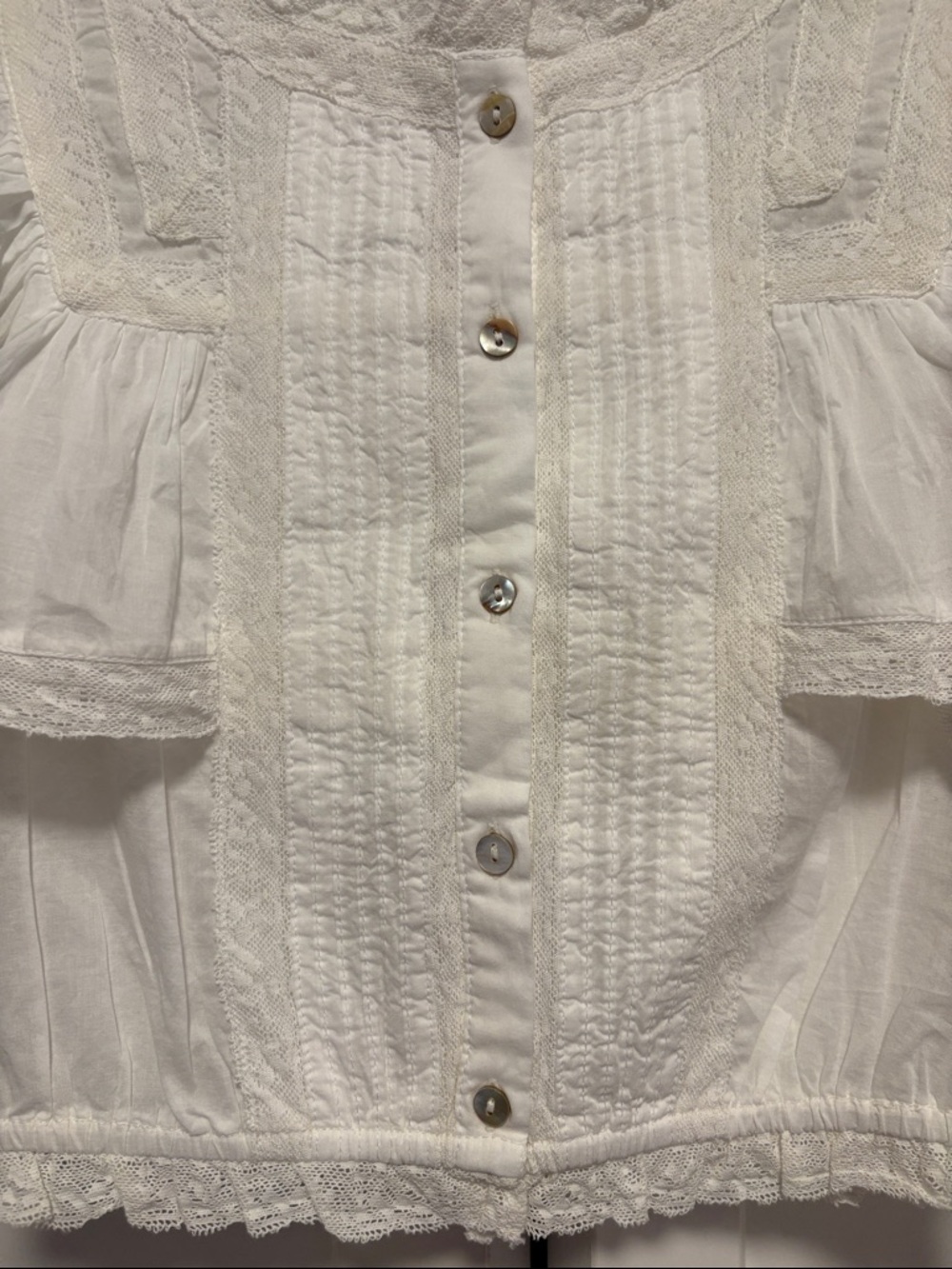 NWT [LoveShackFancy] Nora Heritage White Flutter Crop Top Women's Multiple Sizes - Picture 10 of 14
